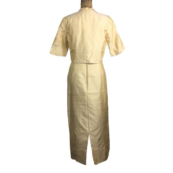 VTG Siegelstoff Haute Couture Modele Dress Beige Lace Long Pencil Crop Jacket - Picture 5 of 10